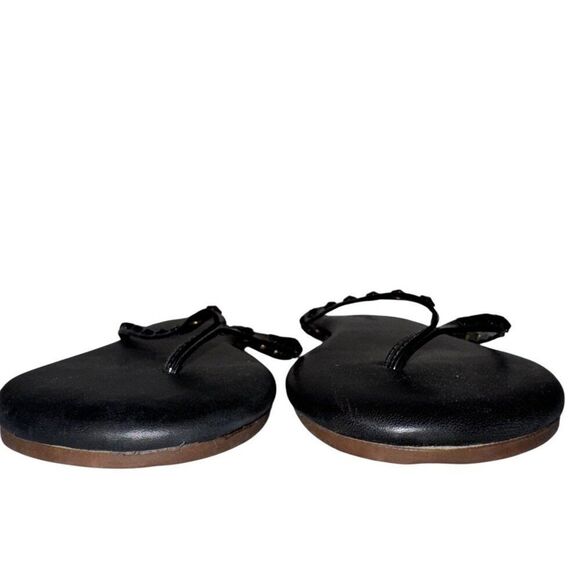 Yosi Samra YS Roee Tonal Stud Sandals 7 Black Leather Thong Flip Flop Cushioned - Picture 3 of 9